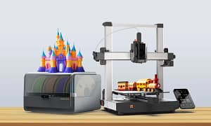 kobra 3 combo details 2 Anycubic Kobra 3 3D printer with ACE Pro multi-color filament dryer system showing a large scale 4-color 3D print